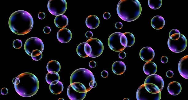 istock Material of black background and seven-colored soap bubbles 2157758890