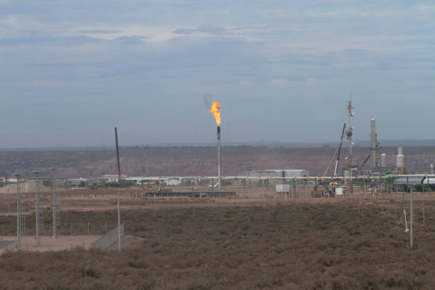Planta de gas de TGS en Vaca Muerta, Neuquén, Patagonia, Argentina. Donde se encuentra el inicio del gasoducto denominado Néstor Kírchner.