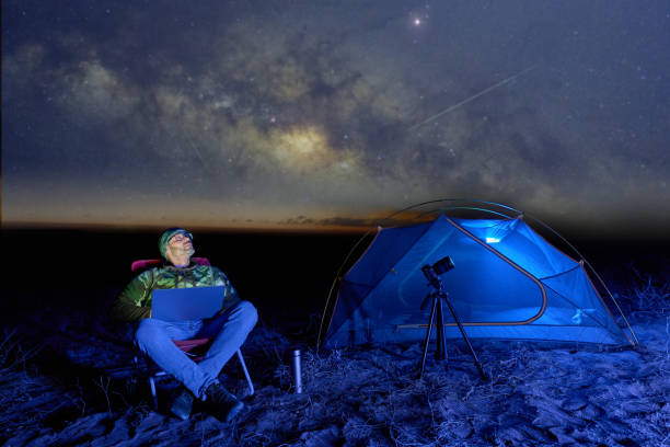 istock digital nomad man sitting alone with a laptop in the desert at night 2157759001