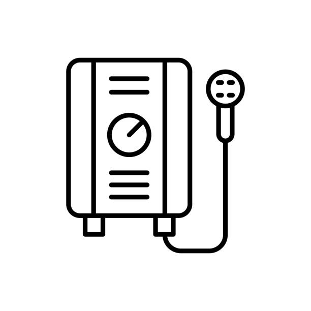 Water Heater icon vector design templates simple and modern concept Water Heater icon vector design templates isolated on white background bathroom geyser stock illustrations