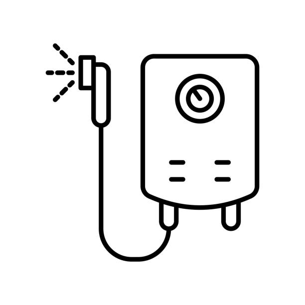 Water Heater icon vector design templates simple and modern concept Water Heater icon vector design templates isolated on white background bathroom geyser stock illustrations