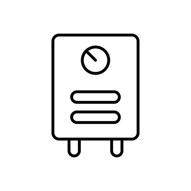 Water Heater icon vector design templates simple and modern concept Water Heater icon vector design templates isolated on white background bathroom geyser stock illustrations