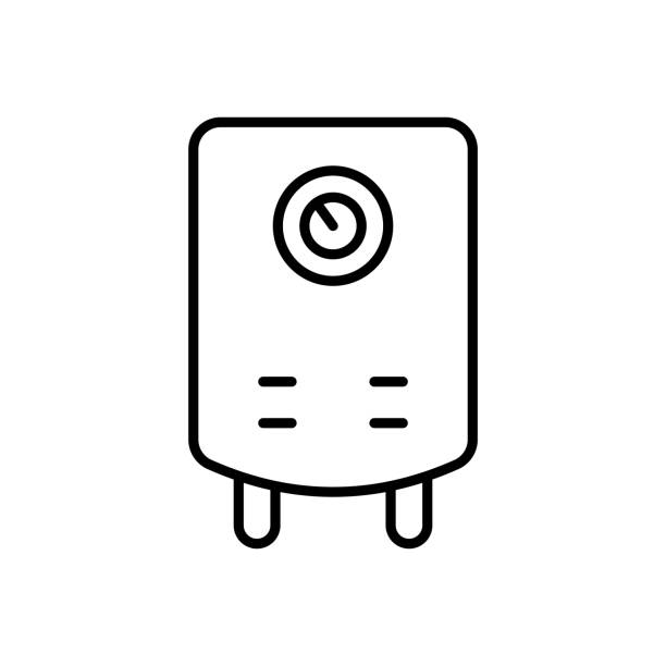 Water Heater icon vector design templates simple and modern concept Water Heater icon vector design templates isolated on white background bathroom geyser stock illustrations