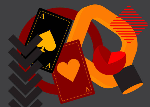 istock Poker Playing Card with geometrical graphic retro theme background. Minimal geometric elements. Vintage abstract shapes vector illustration. 2157763660