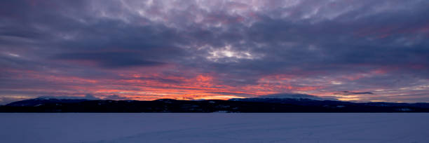 istock Panoramic sunset views in Marsh Lake, Yukon Territory during winter time. 2157770630