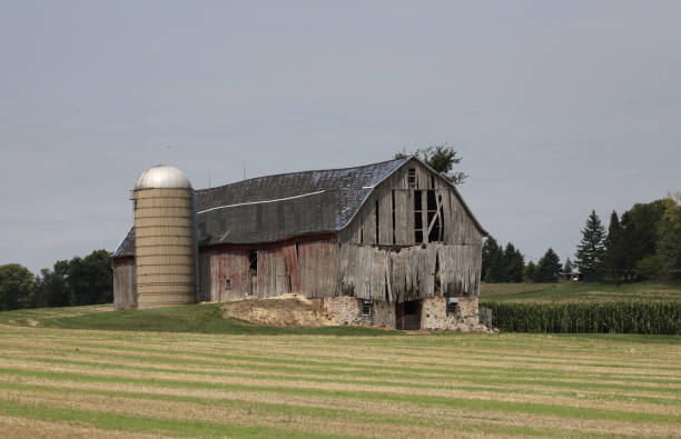 istock Old barn and silo on a farm in Wisconsin 2157771885