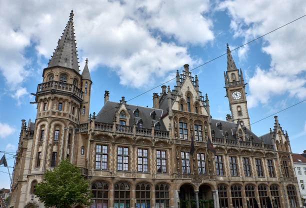 istock Old post office building with clock tower, Ghent, Belgium 2157781906