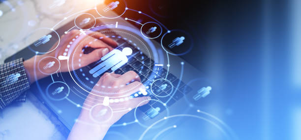 istock Woman hands with laptop and HR interface 2157784922