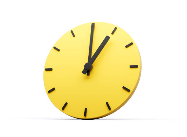 istock 3d Simple Yellow Round Wall Clock 1 O'Clock One O'clock On White Background 3d illustration 2157785206
