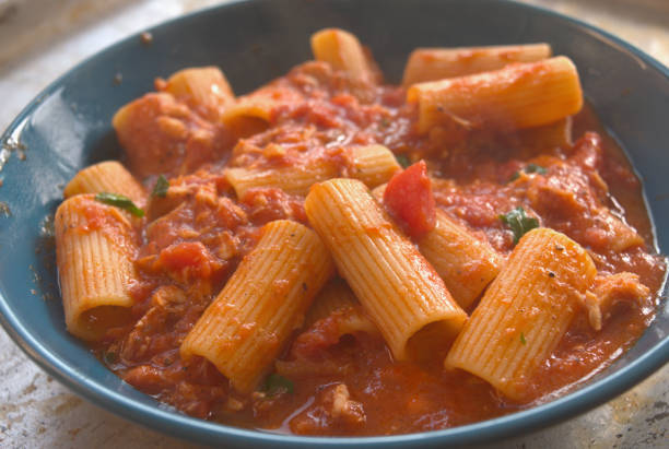 istock pasta with tomato sauce and tuna 2157793108