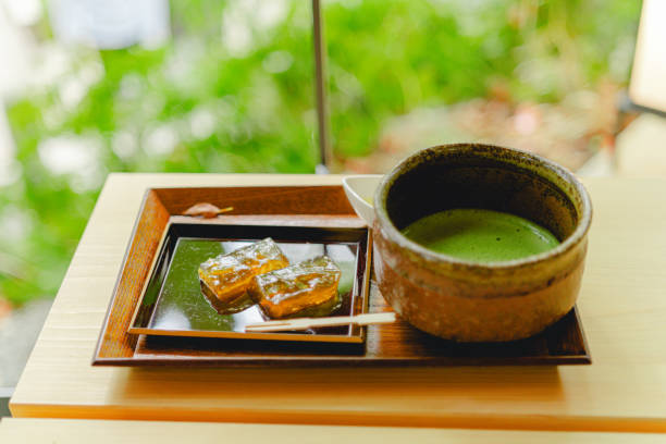 istock Green tea and sweets eating  at Atami 2157793419