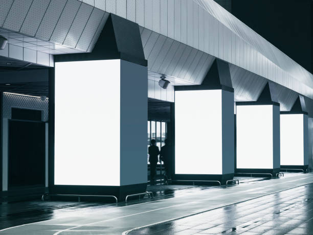 istock Mock up Banner screen display indoor columns Media Advertisement building 2157794275