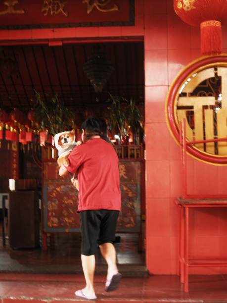 Jakarta, Indonesia - June 16, 2024:  In a corner of Jakarta, in China Town, there is a temple, a place of worship for Buddhists