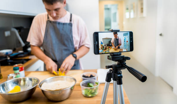 istock The chef is broadcasting live from workshop how to prepare a vegetarian food 2157795523