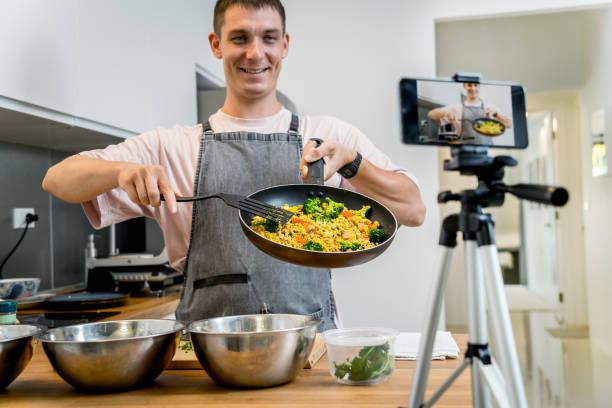 istock The chef is broadcasting live from workshop how to prepare a vegetarian food 2157796284