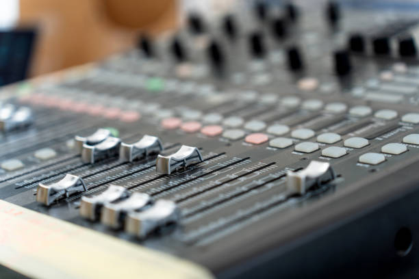 istock Closeup of a professional sound table 2157801208