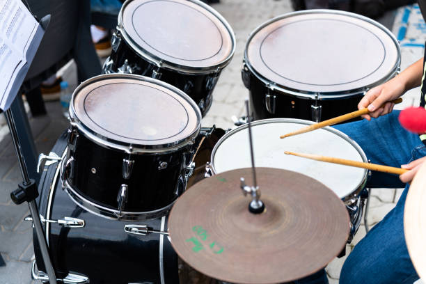 istock Female musician percussionist playing drums 2157801214