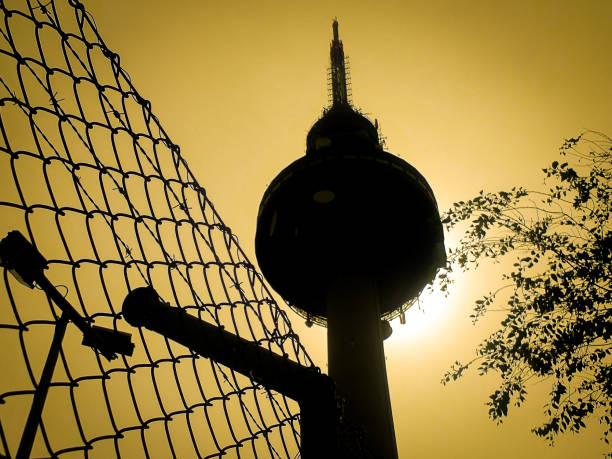 Silhouette of communications tower in Madrid - Spain on a sunset