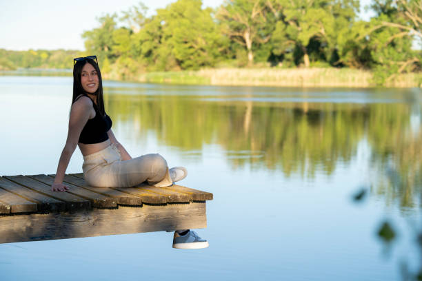 istock Young Caucasian girl in a natural setting by the Duero River 2157804314
