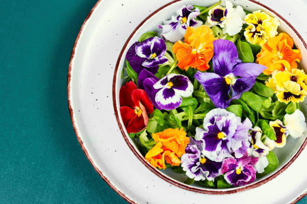 istock Salad made with edible flowers. 2157804833