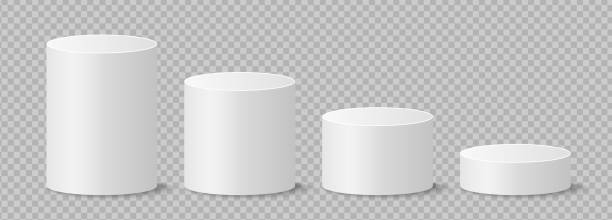 istock Pedestals or podium, abstract geometric empty museum scenes, exhibits for award ceremony or product presentation. Gallery platform, geometric empty product stands, realistic 3d vector set 2157806031