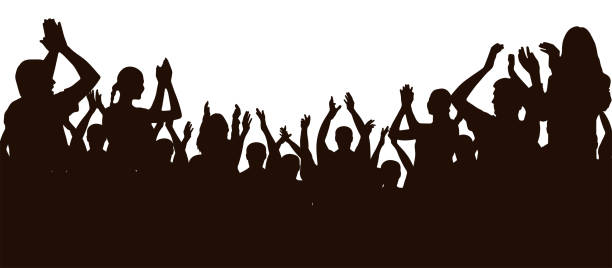 Support group, silhouette of applauding crowd people. Vector illustration Support group, silhouette of applauding crowd people. Vector illustration men watching soccer game stock illustrations