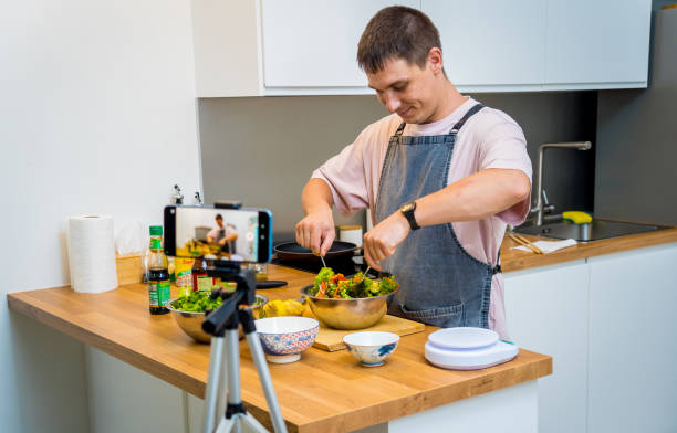 istock The chef is broadcasting live from workshop how to prepare a spicy glass noodle salad 2157806671