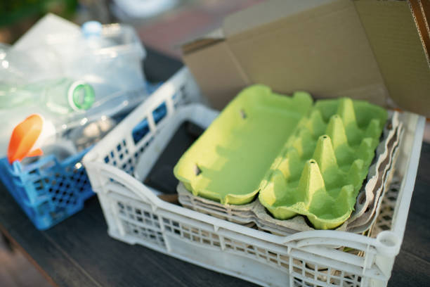 Plastic and paper garbage sorted out for recycling