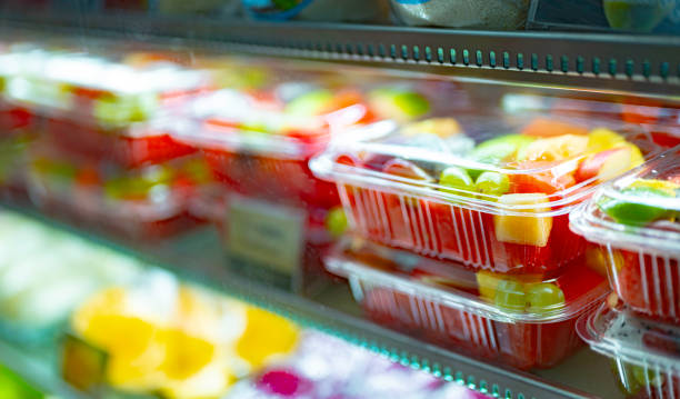 istock Plastic boxes with fresh fruits in a commercial refrigerator 2157809044