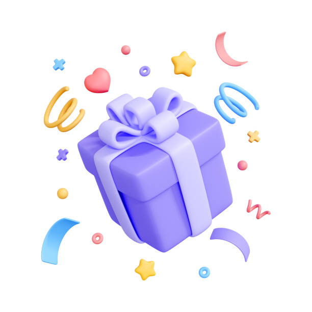 istock Purple gift box with a white ribbon and bow isolated on white background 2157812062