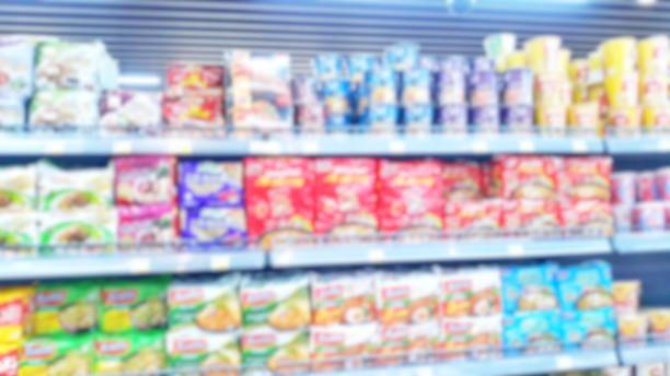 istock Defocused vision Stores shelves display on the supermarket 2157812906