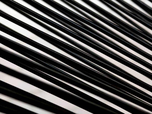 Closeup of black wires shapes and patterns materials.