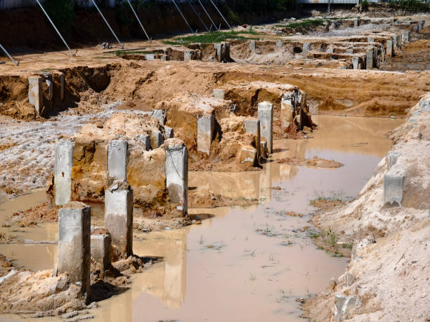 istock Many piles in the middle of a construction site 2157818737