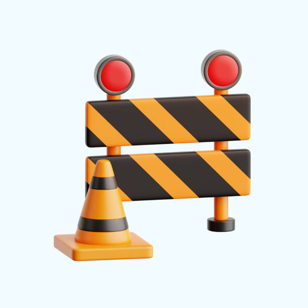 istock under construction danger barrier sign and traffic cone industrial equipment 3d icon illustration render design 2157826236