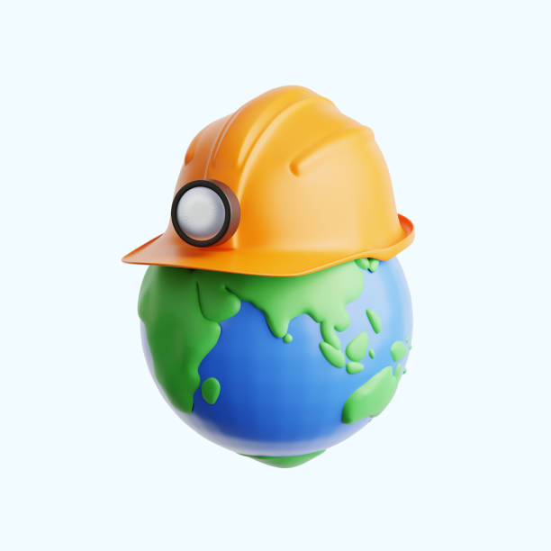 istock Earth Globe Wearing a Construction Helmet Representing Global Industry and Safety. 3D Icon Illustration Render Design. 2157826393