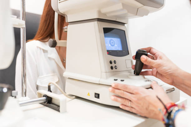 istock Eye examination on female patient. 2157827778