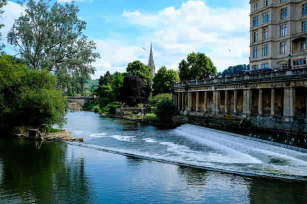 River side park and city of Bath in England