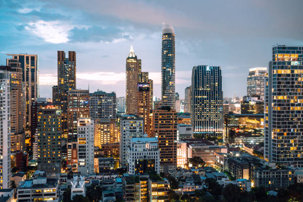 istock Bangkok City Skyline at Dusk with Illuminated Buildings 2157830218