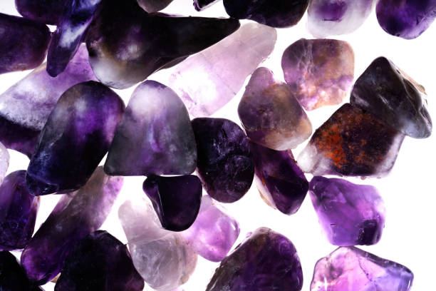 Set gemstones crystal minerals for relaxation and meditation. Energy healing minerals. Witchcraft, Crystal Ritual, Relaxing Chakra, aura readings. Flat lay, top view