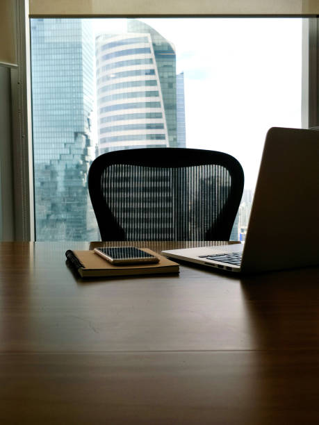 istock Window View With  Business Office interior, Cityscape Background, Copy Space 2157834991