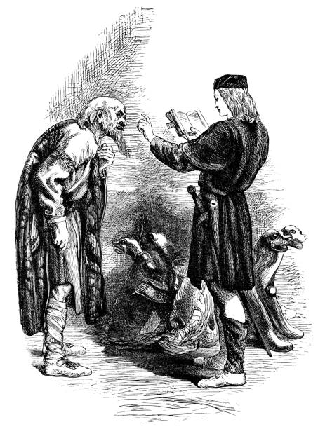 istock Prince Hamlet while Reading a Book Confronts Polonius in Hamlet - Works of William Shakespeare 2157837544