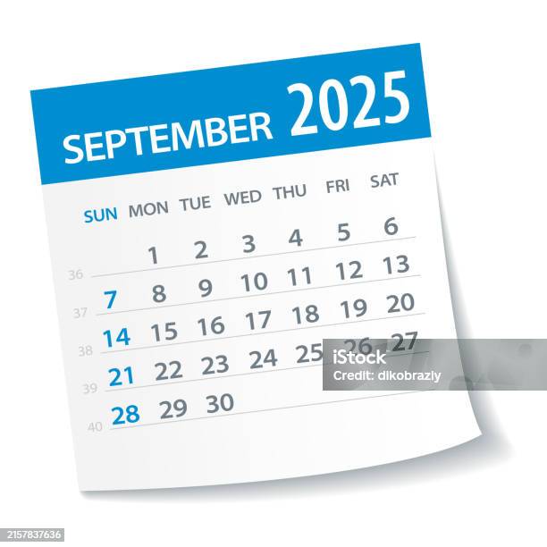 September 2025 Calendar Leaf Vector Illustration Stock Illustration ...