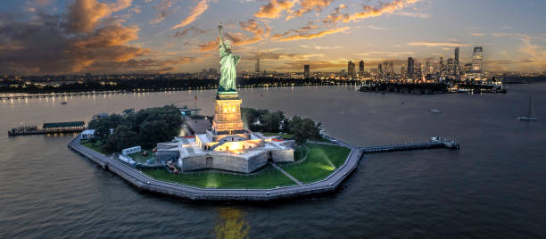 istock Statue of Liberty at sunset 2157852306