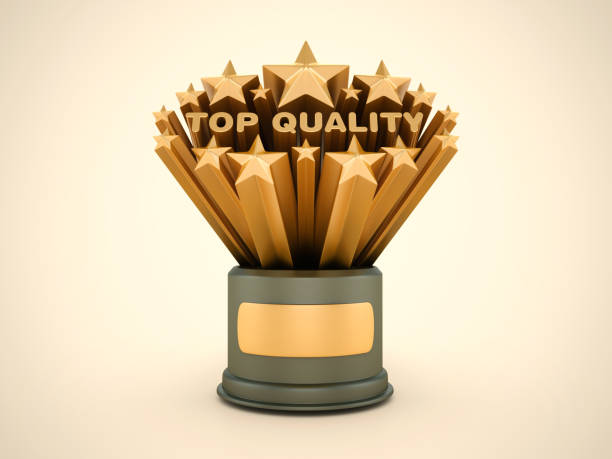 istock Gold Stars with Top Quality Phrase on Trophy 2157855324