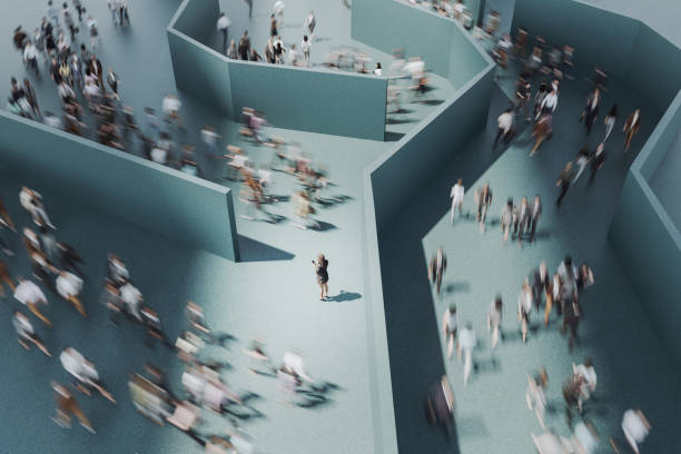 istock Woman standing in the crowds of walking commuters 2157857270
