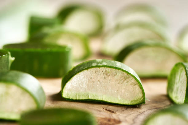 istock Aloe vera slice with natural gel inside 2157863706