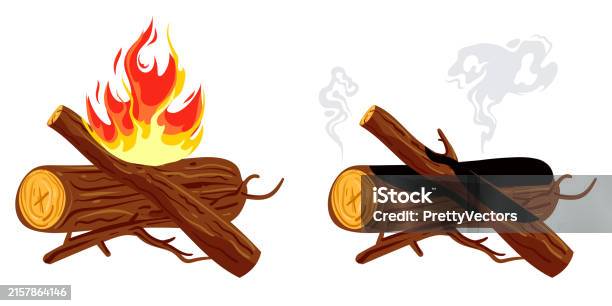 Extinct Fire Wooden Trunk Extinct And Fire Isolated Concept Vector Graphic Design ...