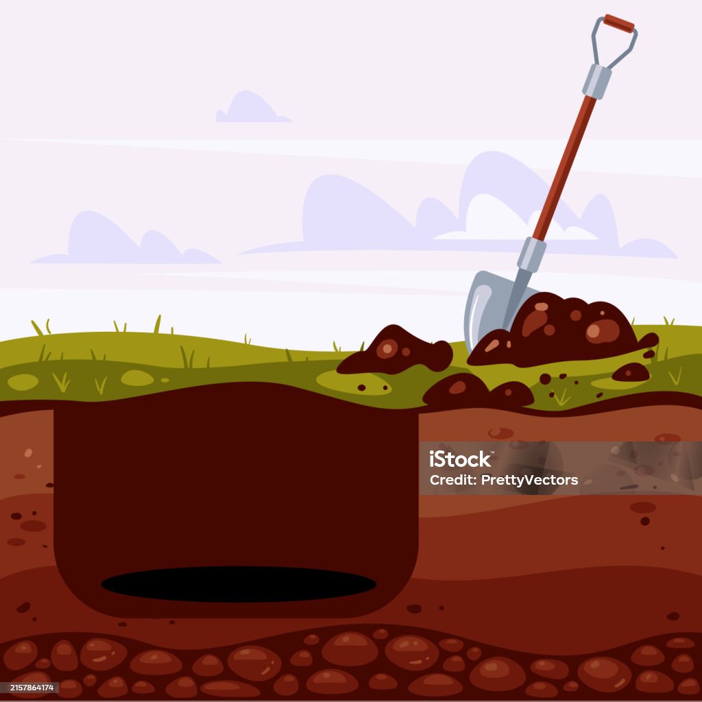 Dig Deep Pattern Big Deep Dig Hole In Ground Soil Concept Vector Graphic Design Element ...
