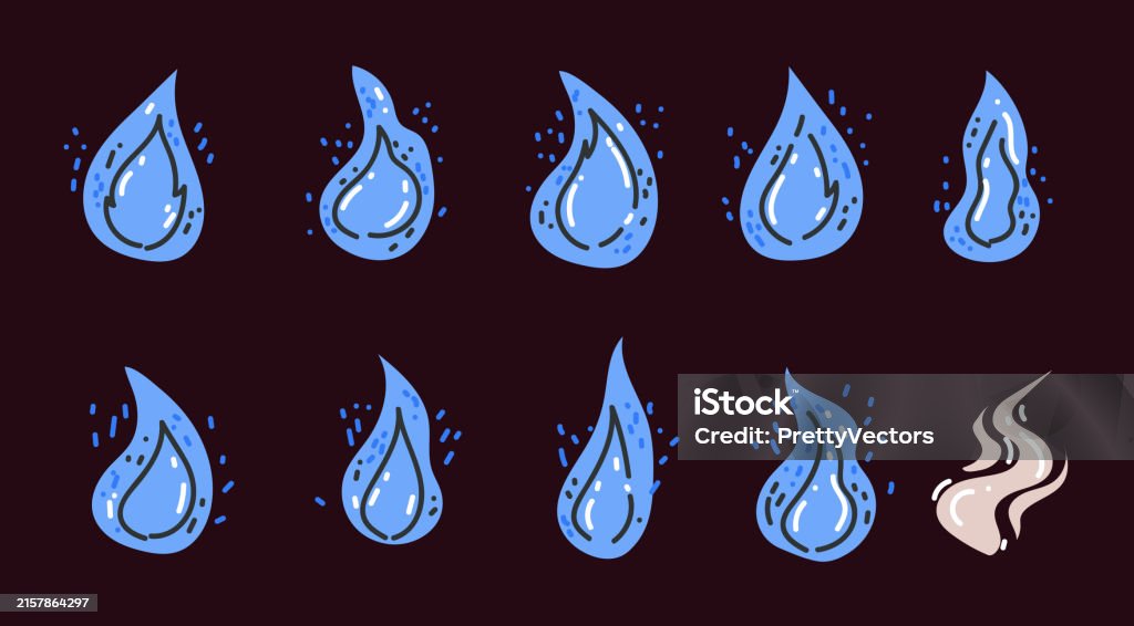 Blue Flames Magic Blue Flame Magic Light Gas Isolated Set Vector Flat Graphic Design ...