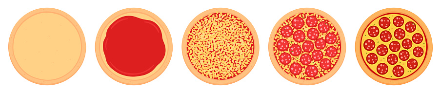 Pepperoni Making Process Process Of Making Pepperoni Pizza Stock Illustration - Download Image ...